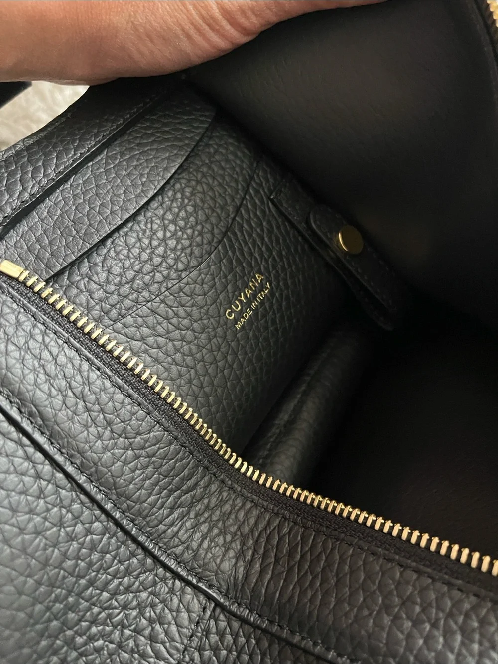 CUYANA Paloma Bag Black Pebbled Leather Tote Bag
